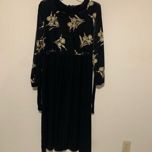 Melissa Harper Elegant Black Floral Maxi Dress Size 16 Velour Maxi